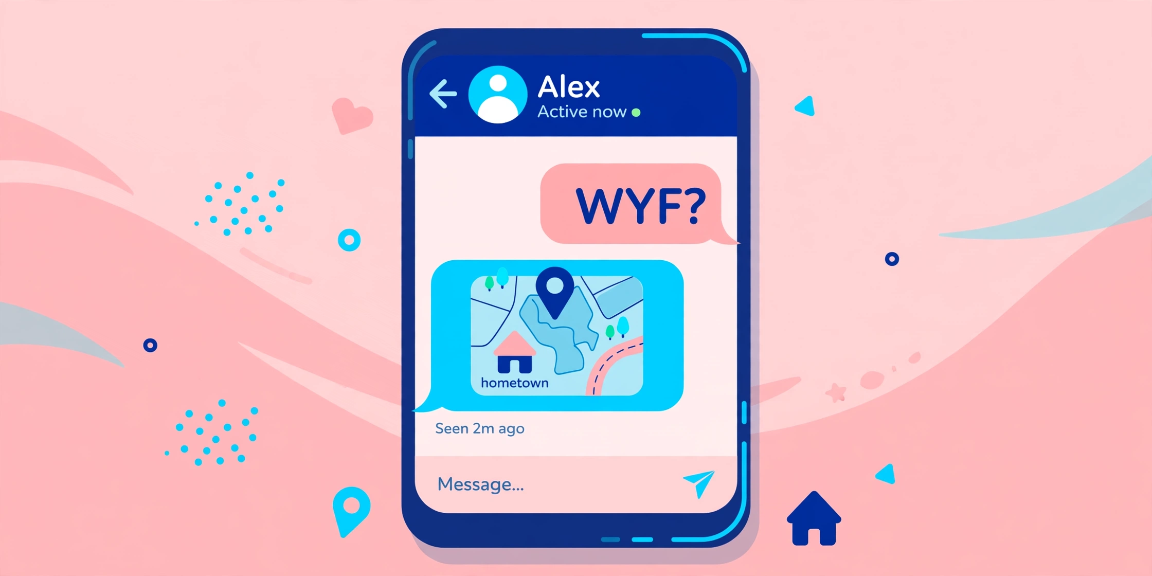 WYF meaning explained with a hometown map pin